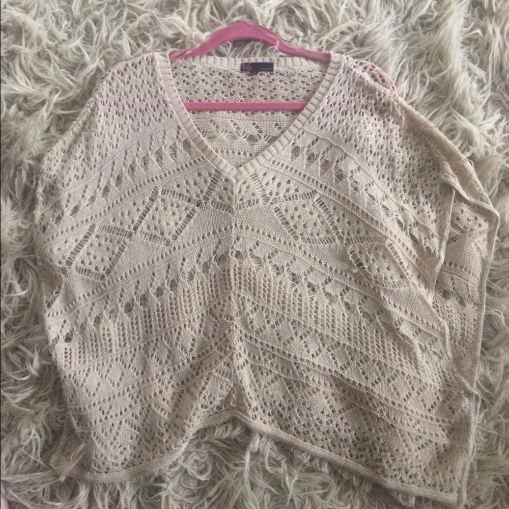 Fringed Beige poncho